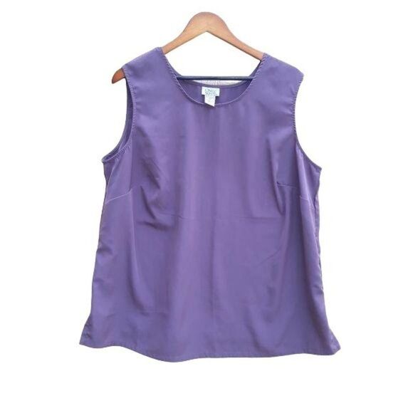 Vintage Lilac Tank Shell Top 100% Polyester Scoop Neck Size 22W Only Necessities - Picture 1 of 8